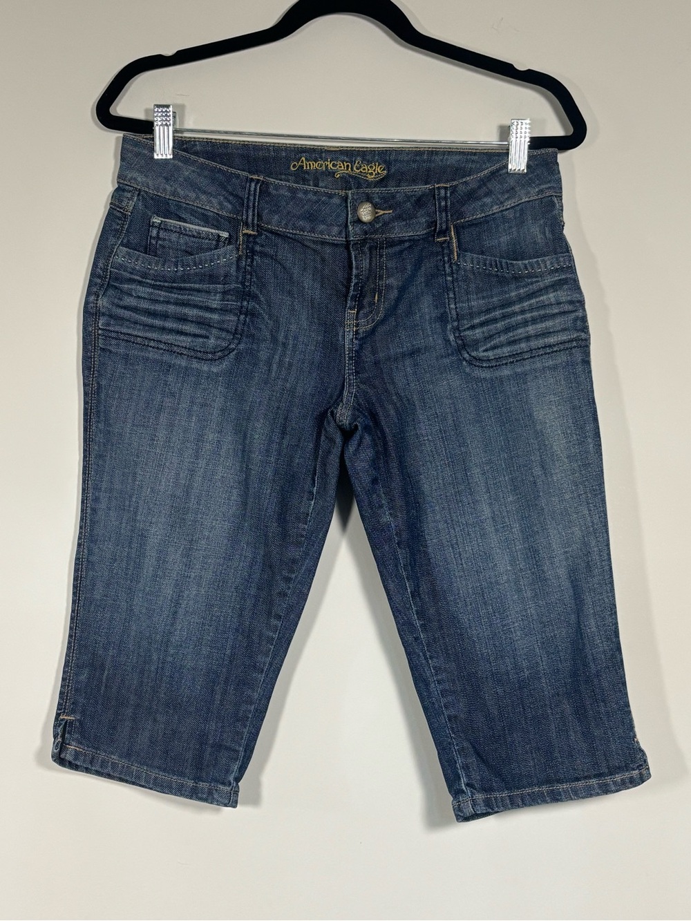 American‎ Eagle Denim Bermuda Shorts Capri Crop Jeans Dark Wash